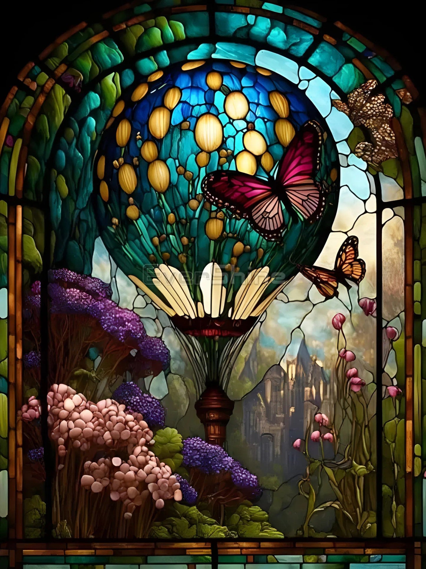 Amazello arts and crafts kit 4465 / Full Square 20X30cm 5D Diamond Painting Hot Air Balloon Stained Glass