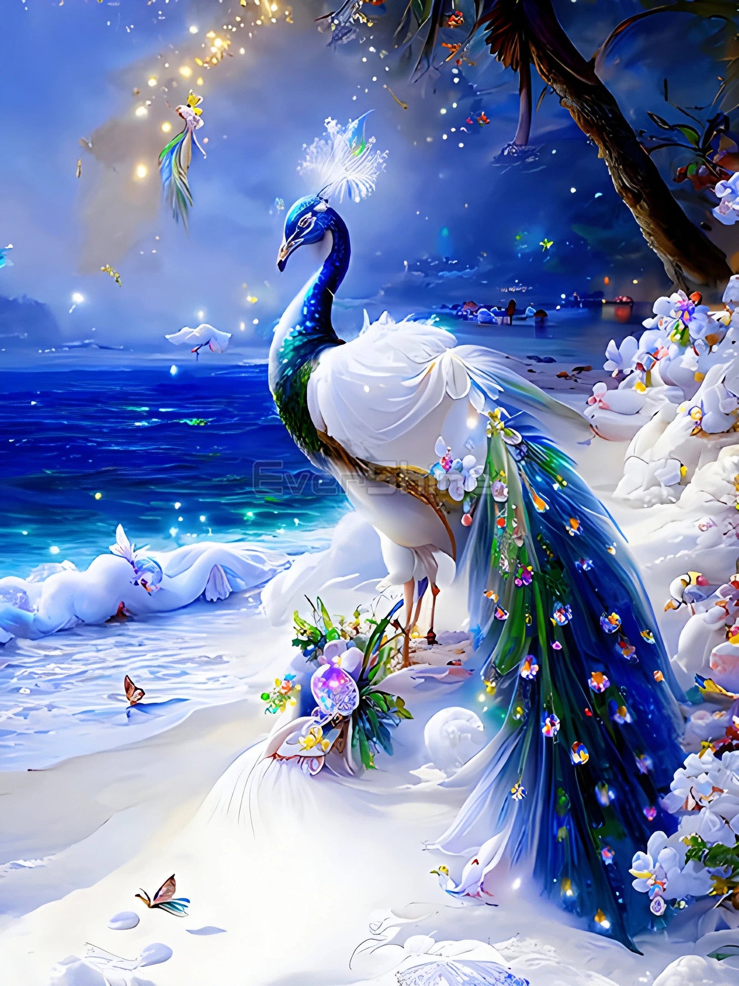Amazello arts and crafts kit 08 / Round Drill 30x40cm 5D Diamond Painting - Magical Peacock **round drills**