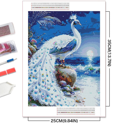 Amazello arts and crafts kit 5D Diamond Painting - Magical Peacock **round drills**
