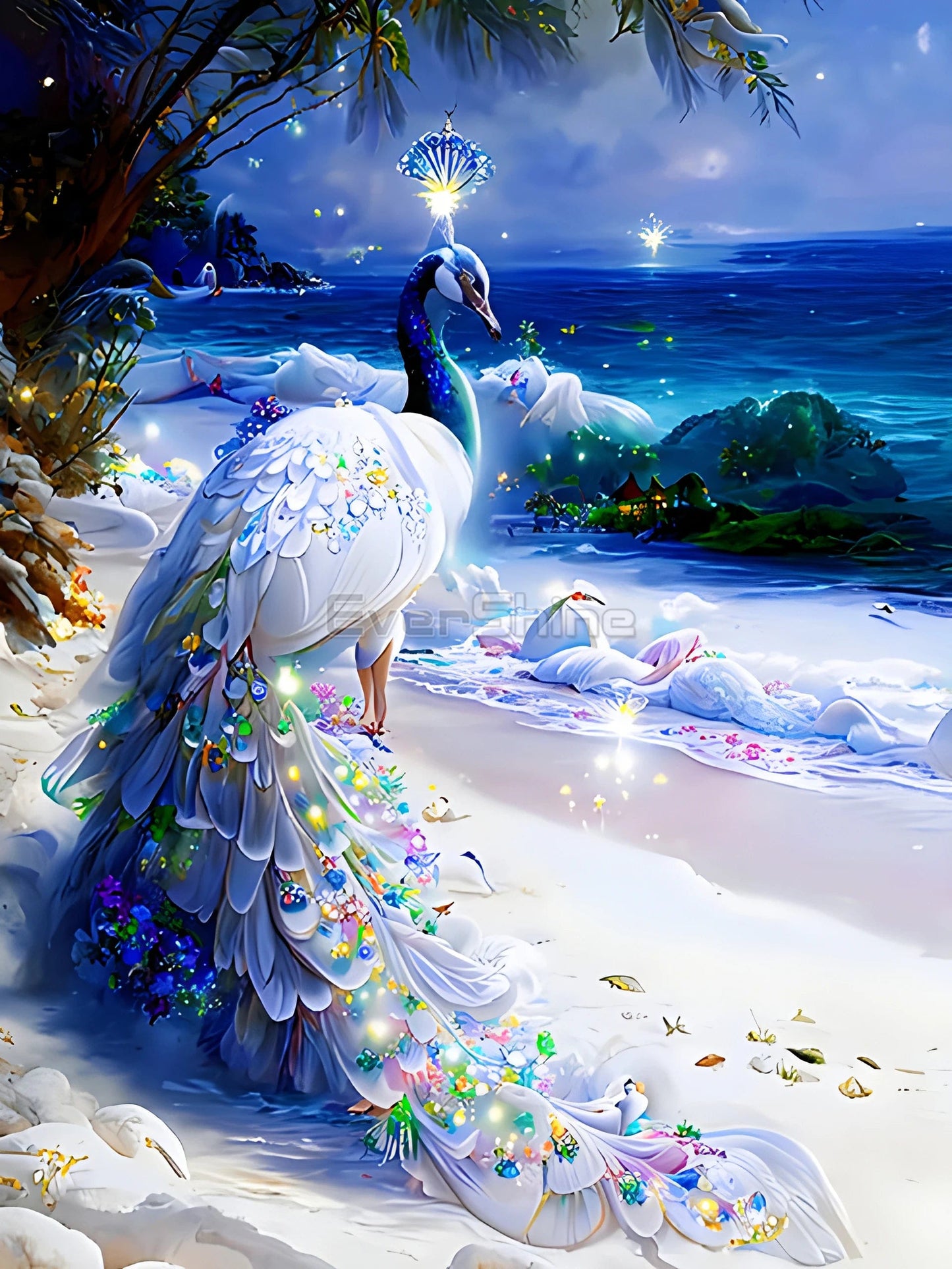 Amazello arts and crafts kit 10 / Round Drill 30x40cm 5D Diamond Painting - Magical Peacock **round drills**