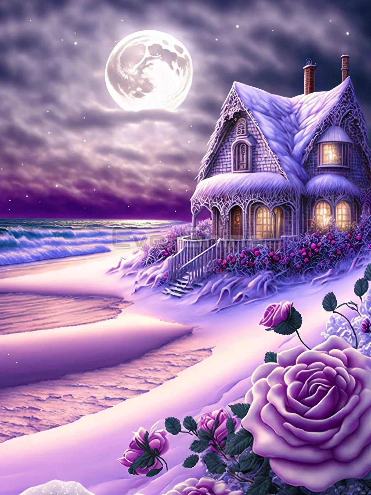 Amazello arts and crafts kit 3653 / Full Square 20X30cm 5D Diamond Painting Purple Landscape