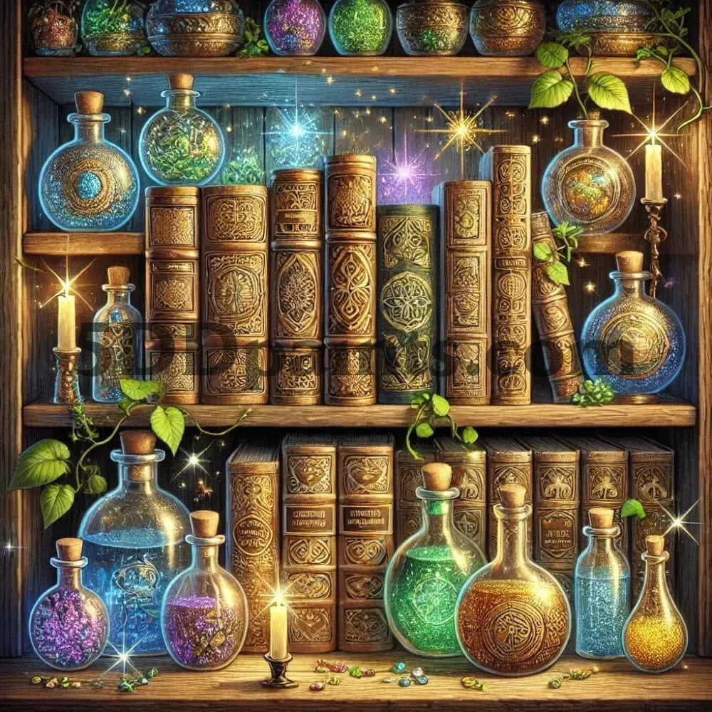 5DDPaints.com arts and crafts kit AB Drills - Enchanted Library Diamond Painting Kit