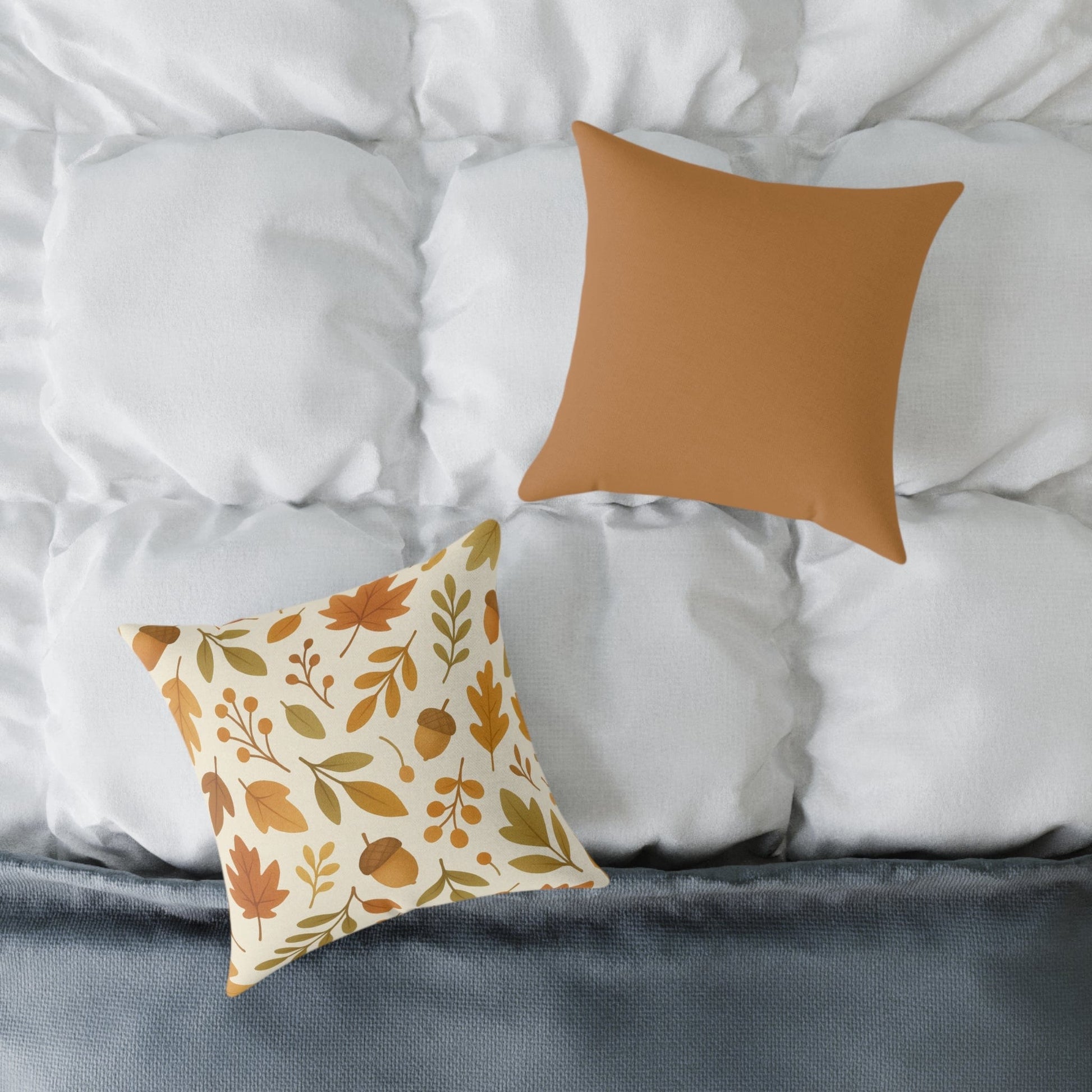 Printify Home Decor 16" × 16" Autumn Leaves Throw Pillow – Fall-Inspired Square Poly Canvas Cushion, Cozy Home Décor Accent, Thanksgiving Gift Idea