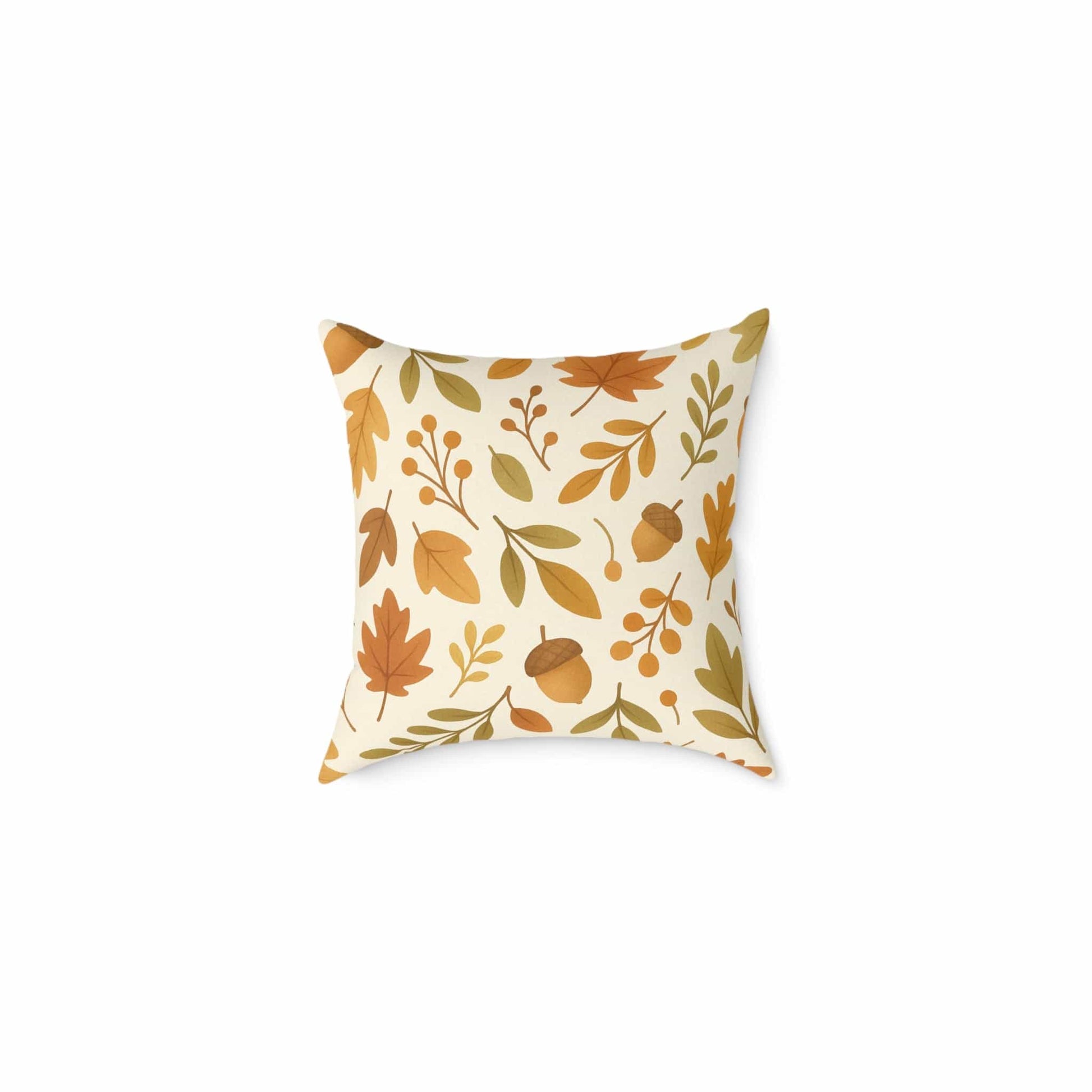 Printify Home Decor 16" × 16" Autumn Leaves Throw Pillow – Fall-Inspired Square Poly Canvas Cushion, Cozy Home Décor Accent, Thanksgiving Gift Idea