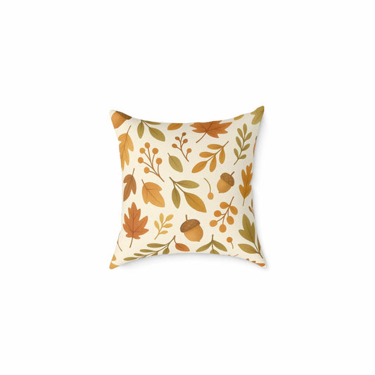 Printify Home Decor 16" × 16" Autumn Leaves Throw Pillow – Fall-Inspired Square Poly Canvas Cushion, Cozy Home Décor Accent, Thanksgiving Gift Idea