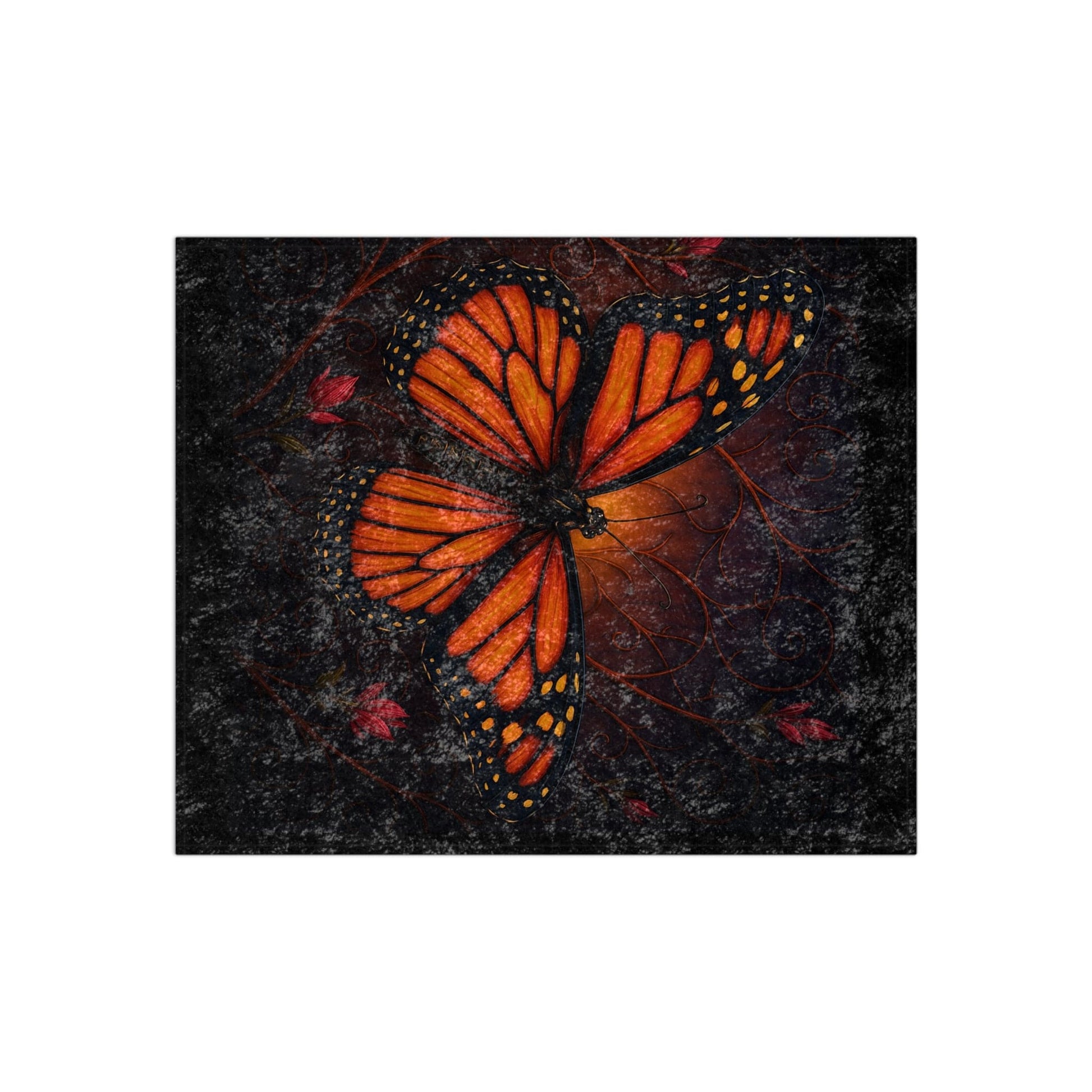 Printify Home Decor 50" × 60" Autumn Monarch Crushed Velvet Blanket – Luxurious 50x60 Throw for Nature Lovers