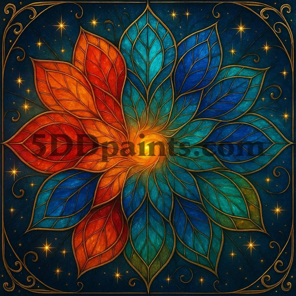 5DDPaints.com arts and crafts kit Celestial Bloom Mandala Diamond Painting Kit