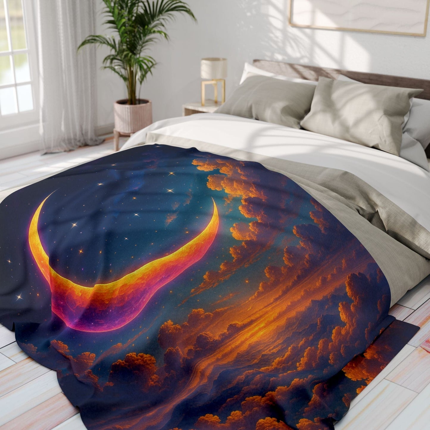 Printify Home Decor Celestial Moon Arctic Fleece Blanket