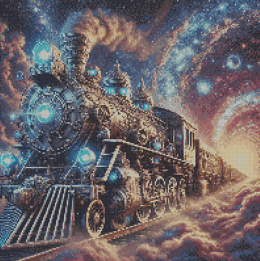 5DDPaints.com arts and crafts kit Celestial Steampunk Train Diamond Painting Kit
