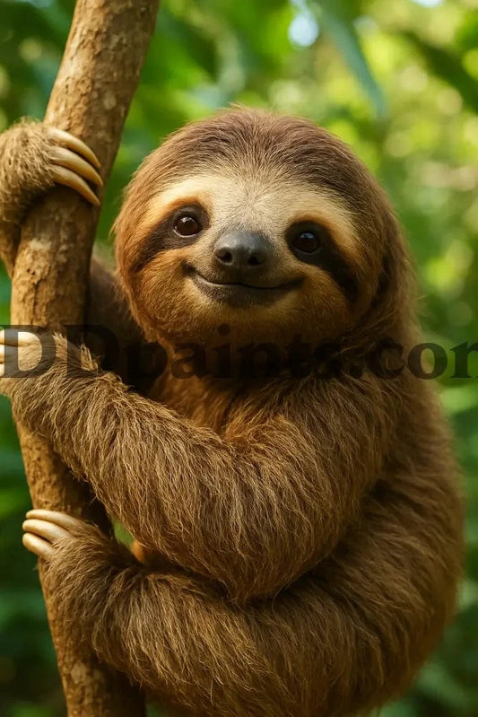 5DDPaints.com arts and crafts kit Charming Jungle Sloth Diamond Painting Kit