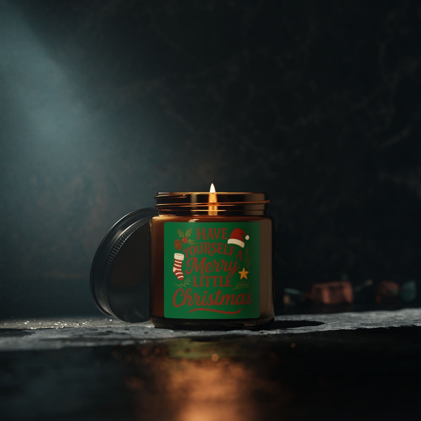 Printify Home Decor Christmas Soy Candle - "Have Yourself a Merry Little Christmas" Amber Jar