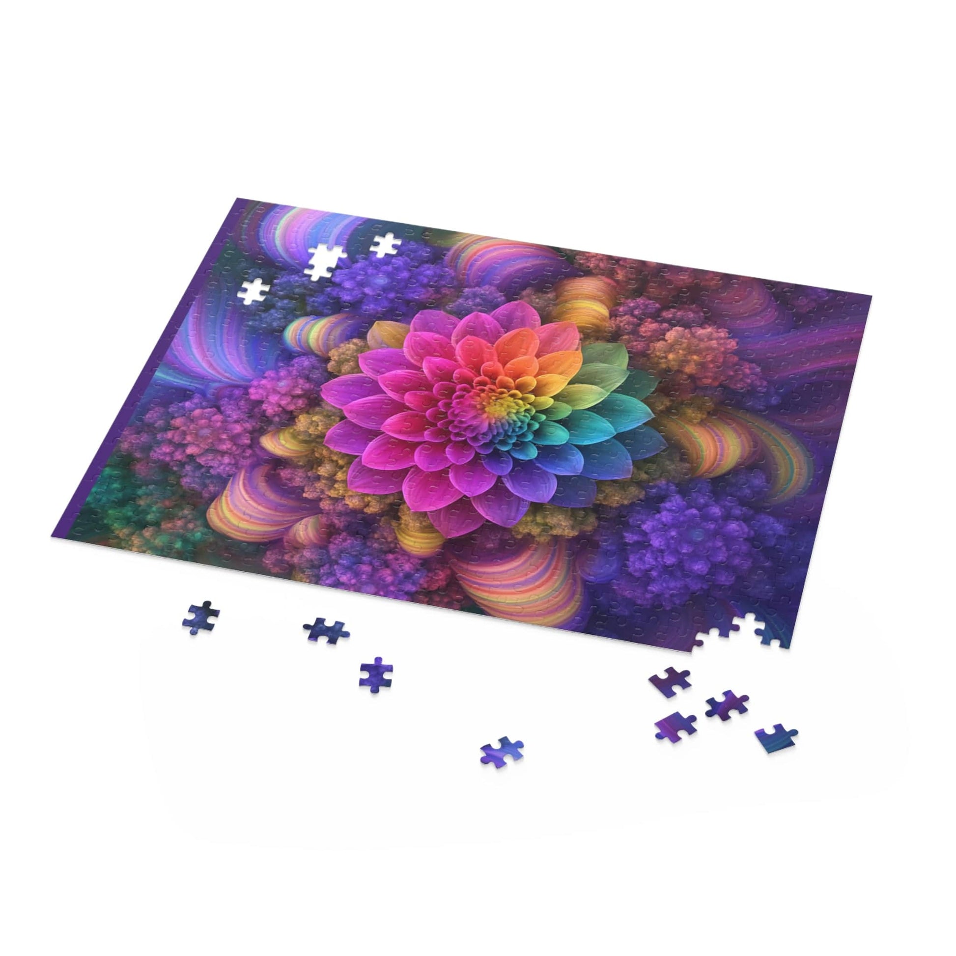 Printify Puzzle Colorful Flower Mandala Puzzle for Adults – Stress Relief Art Jigsaw (252 or 500 Pieces)