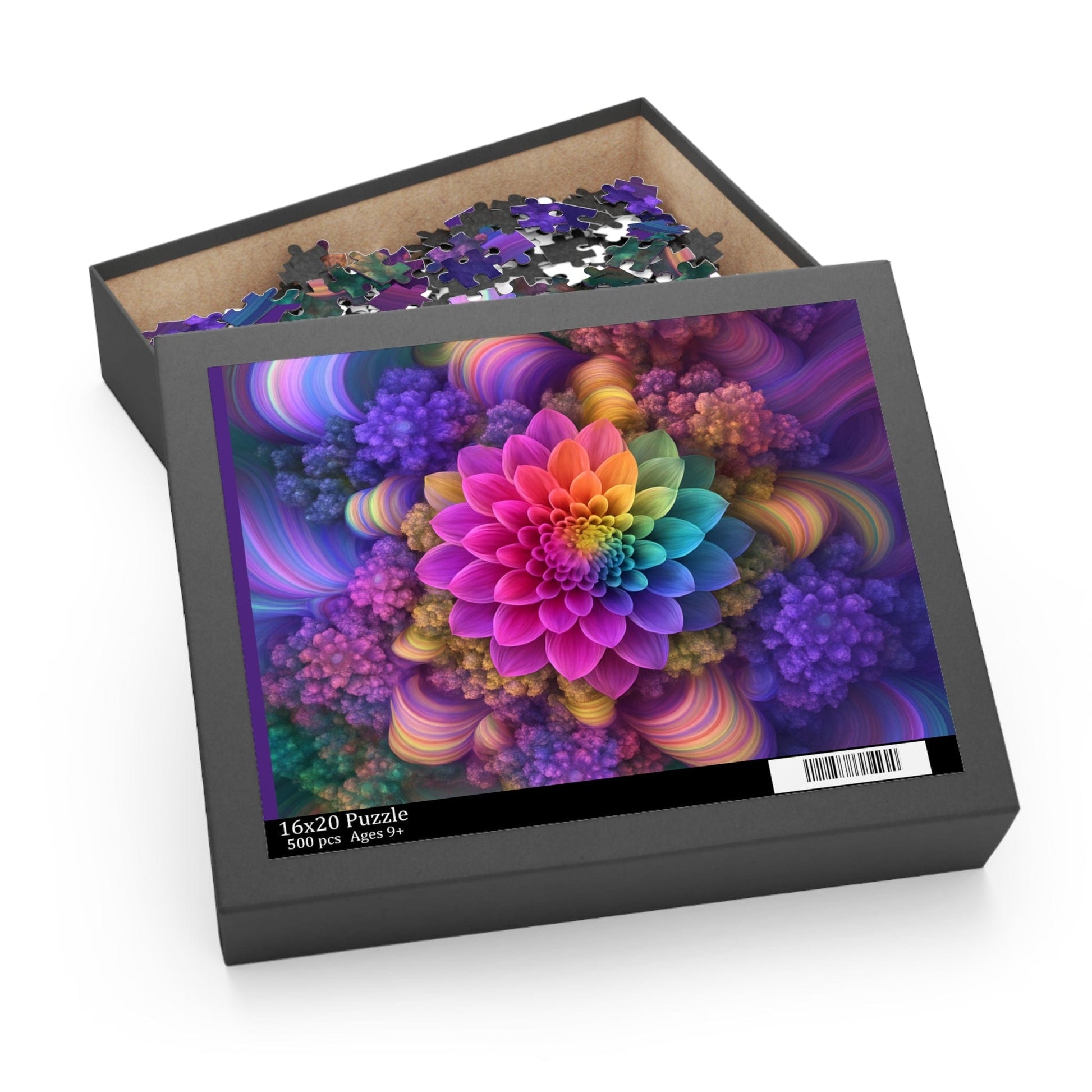 Printify Puzzle Colorful Flower Mandala Puzzle for Adults – Stress Relief Art Jigsaw (252 or 500 Pieces)