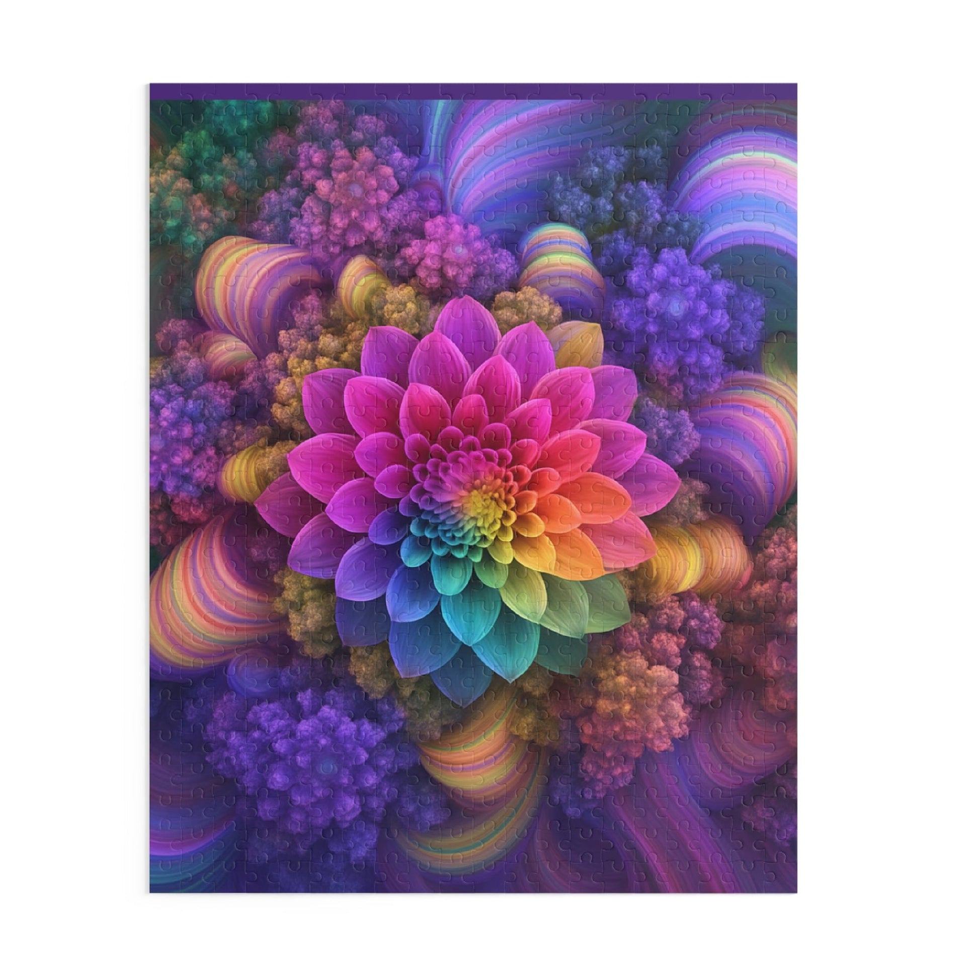 Printify Puzzle Colorful Flower Mandala Puzzle for Adults – Stress Relief Art Jigsaw (252 or 500 Pieces)