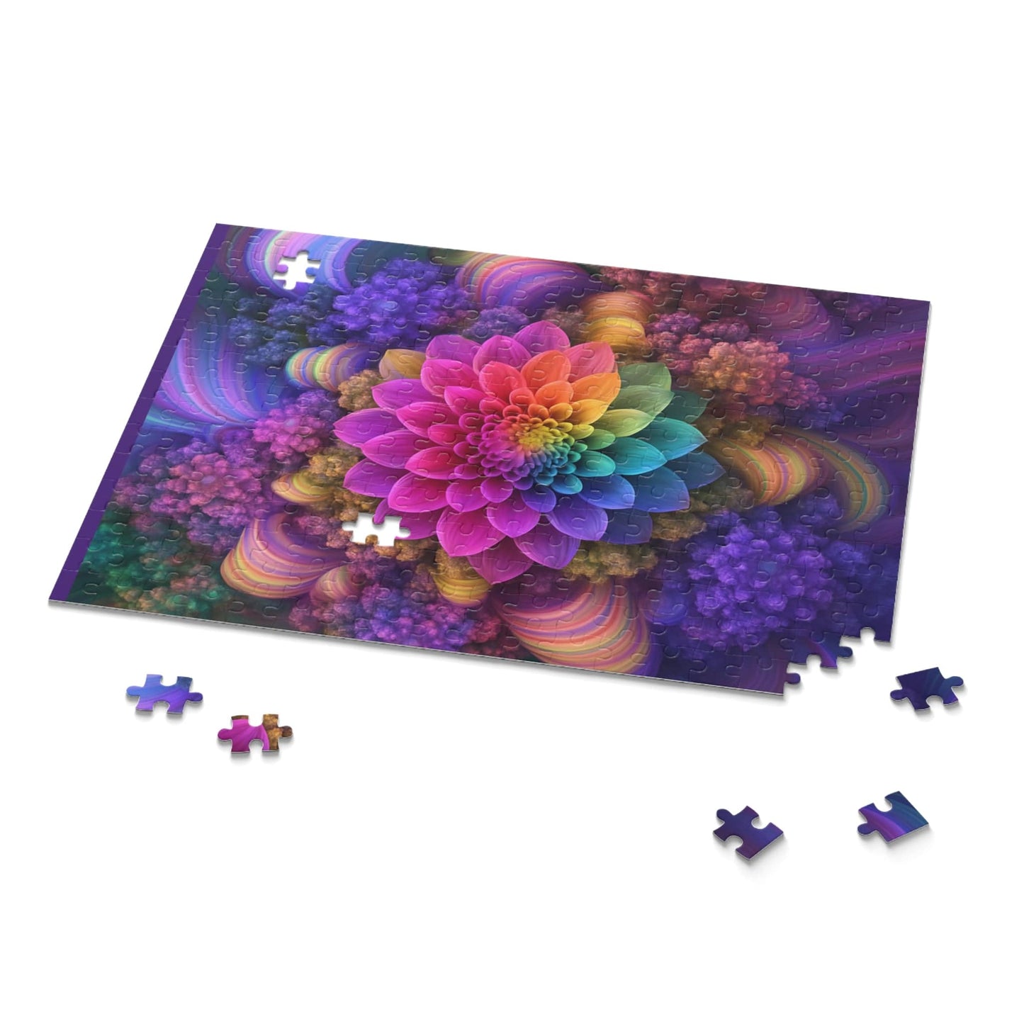Printify Puzzle Colorful Flower Mandala Puzzle for Adults – Stress Relief Art Jigsaw (252 or 500 Pieces)