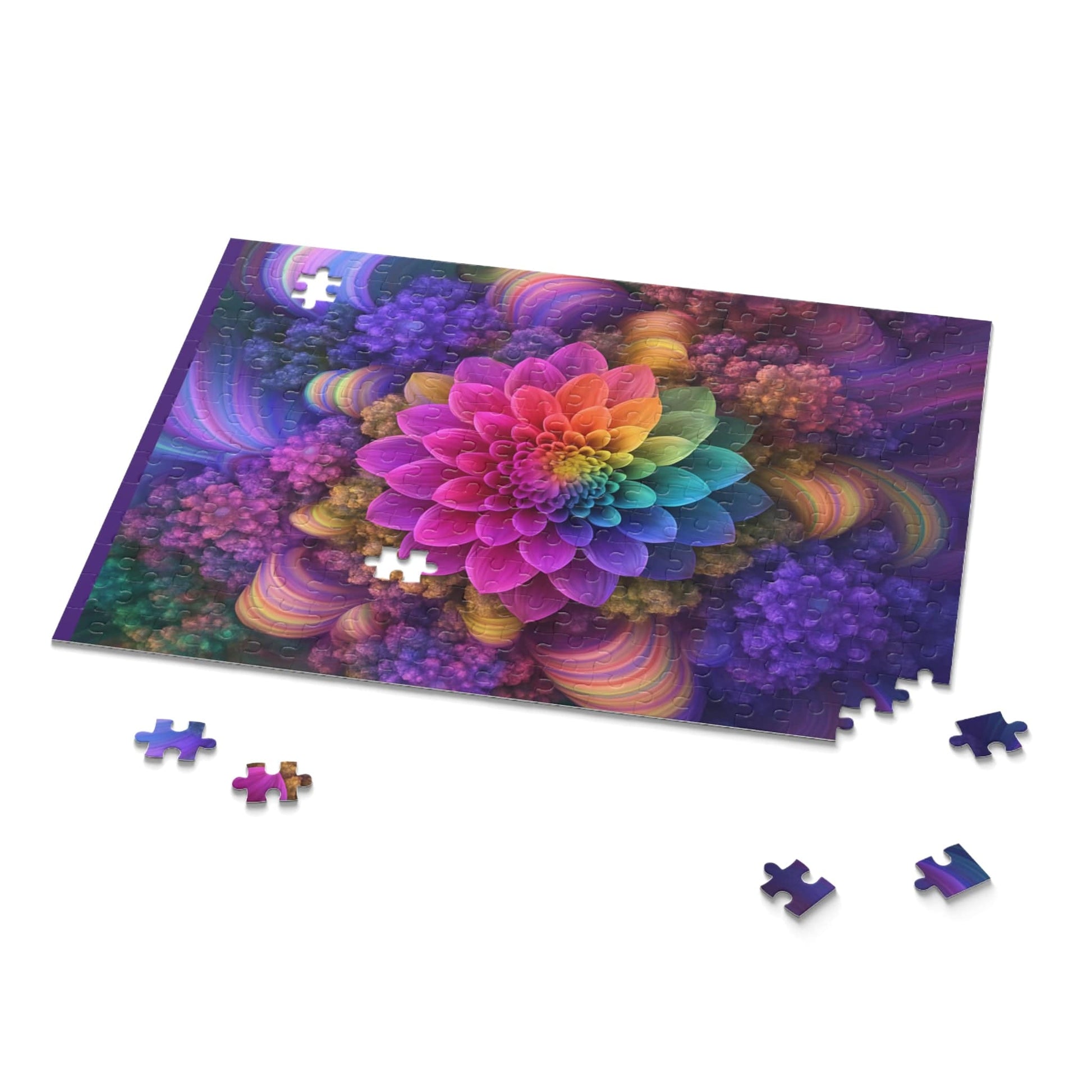 Printify Puzzle Colorful Flower Mandala Puzzle for Adults – Stress Relief Art Jigsaw (252 or 500 Pieces)