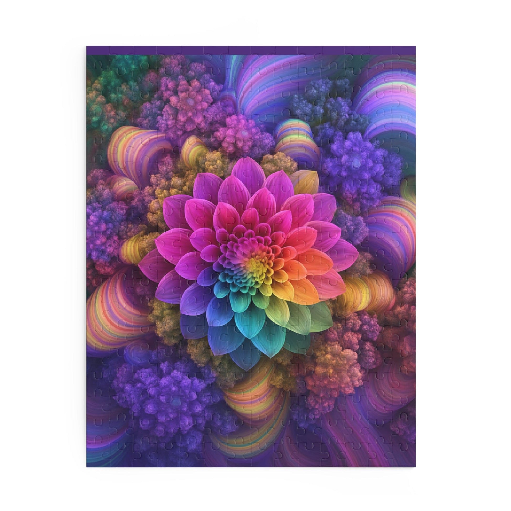 Printify Puzzle Colorful Flower Mandala Puzzle for Adults – Stress Relief Art Jigsaw (252 or 500 Pieces)