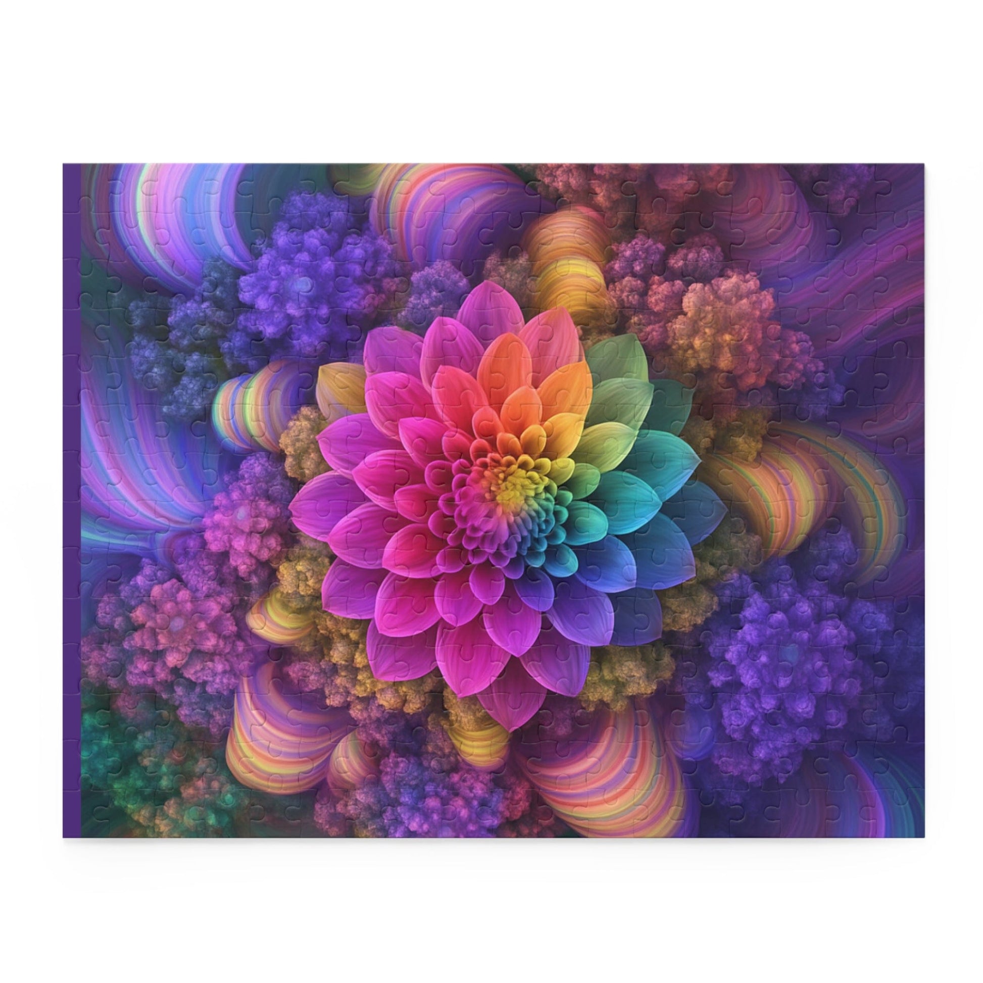 Printify Puzzle 14" × 11" (252 pcs) Colorful Flower Mandala Puzzle for Adults – Stress Relief Art Jigsaw (252 or 500 Pieces)