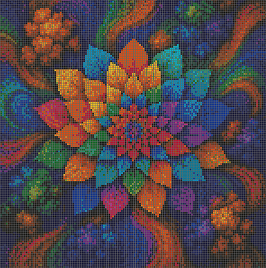 5DDPaints.com arts and crafts kit Cosmic Bloom Mandala Diamond Painting Kit