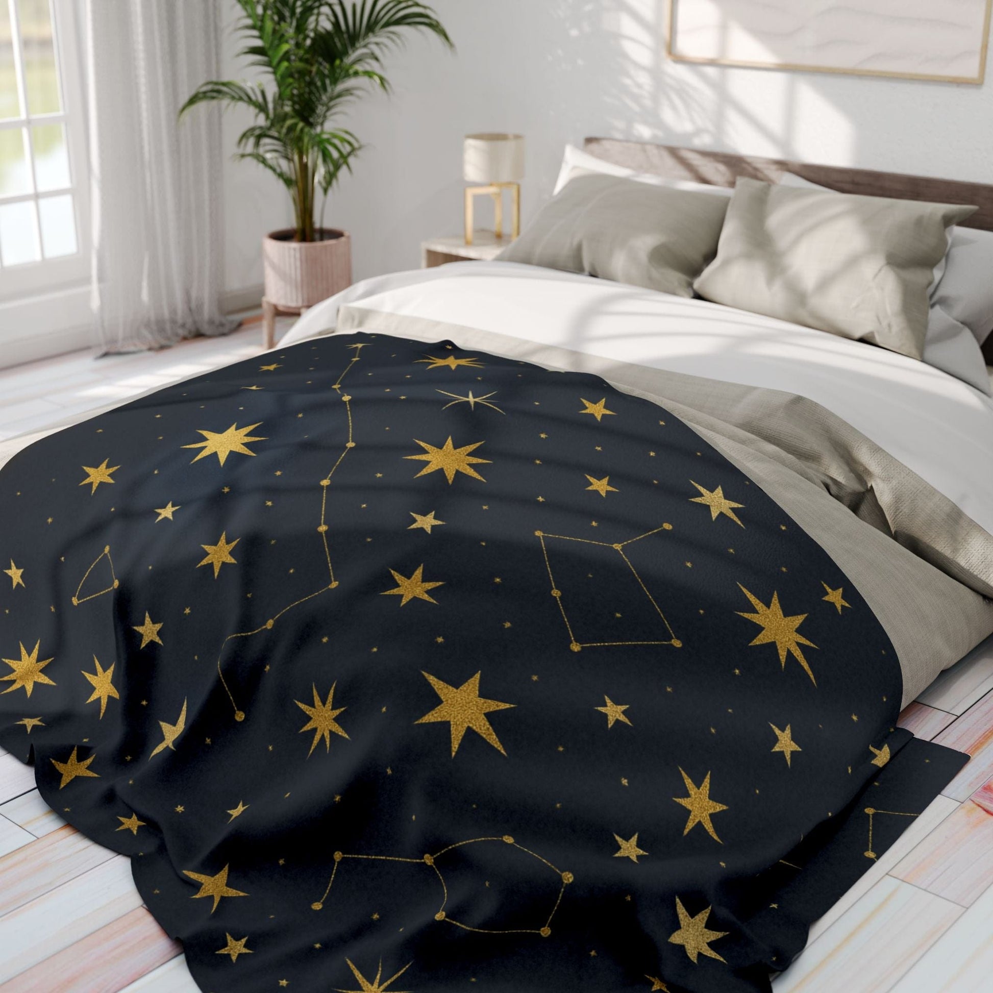Printify Home Decor Cosmic Stars Fleece Blanket – Cozy Starry Nights Throw