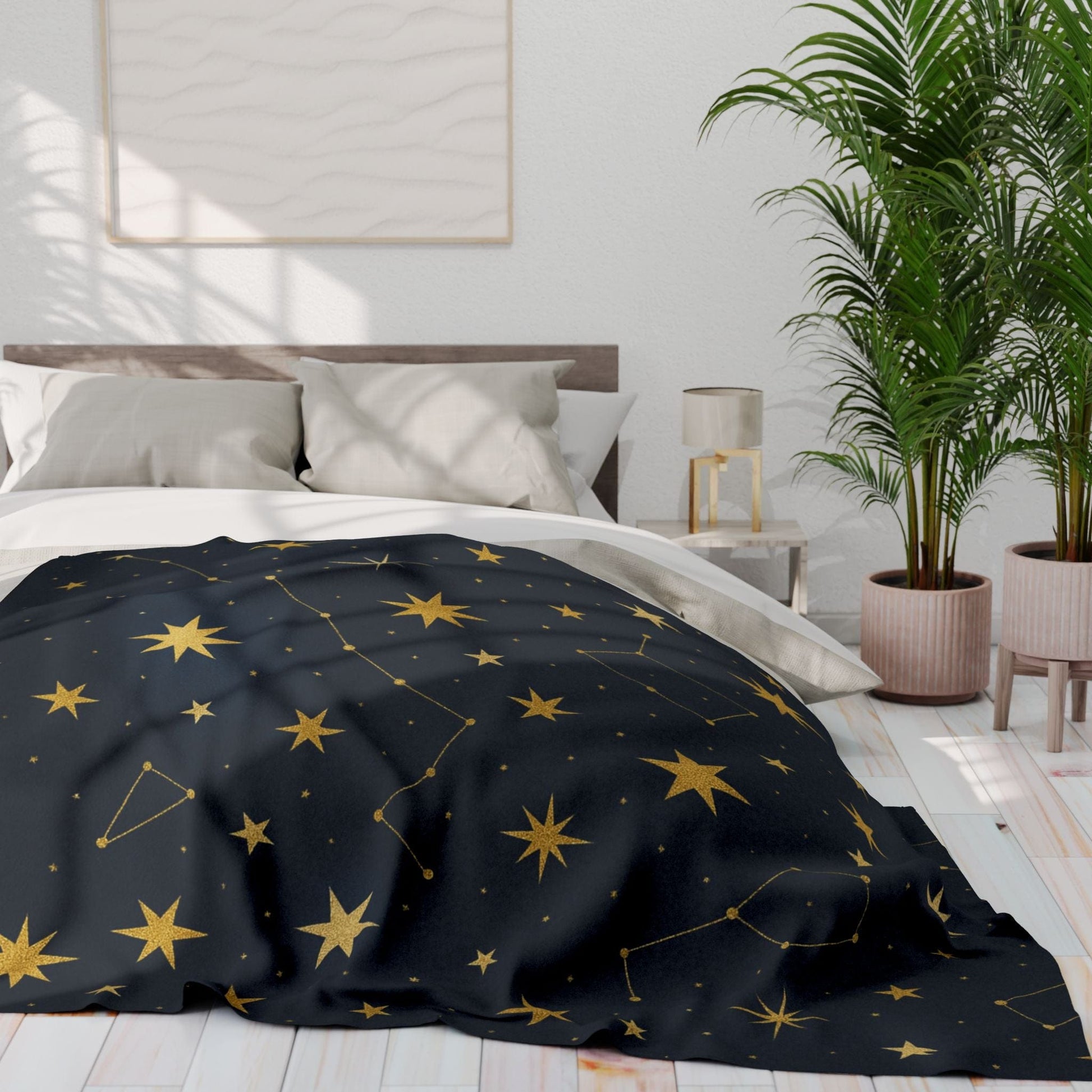 Printify Home Decor Cosmic Stars Fleece Blanket – Cozy Starry Nights Throw