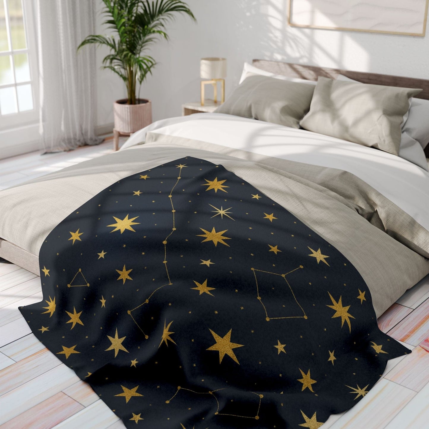 Printify Home Decor Cosmic Stars Fleece Blanket – Cozy Starry Nights Throw
