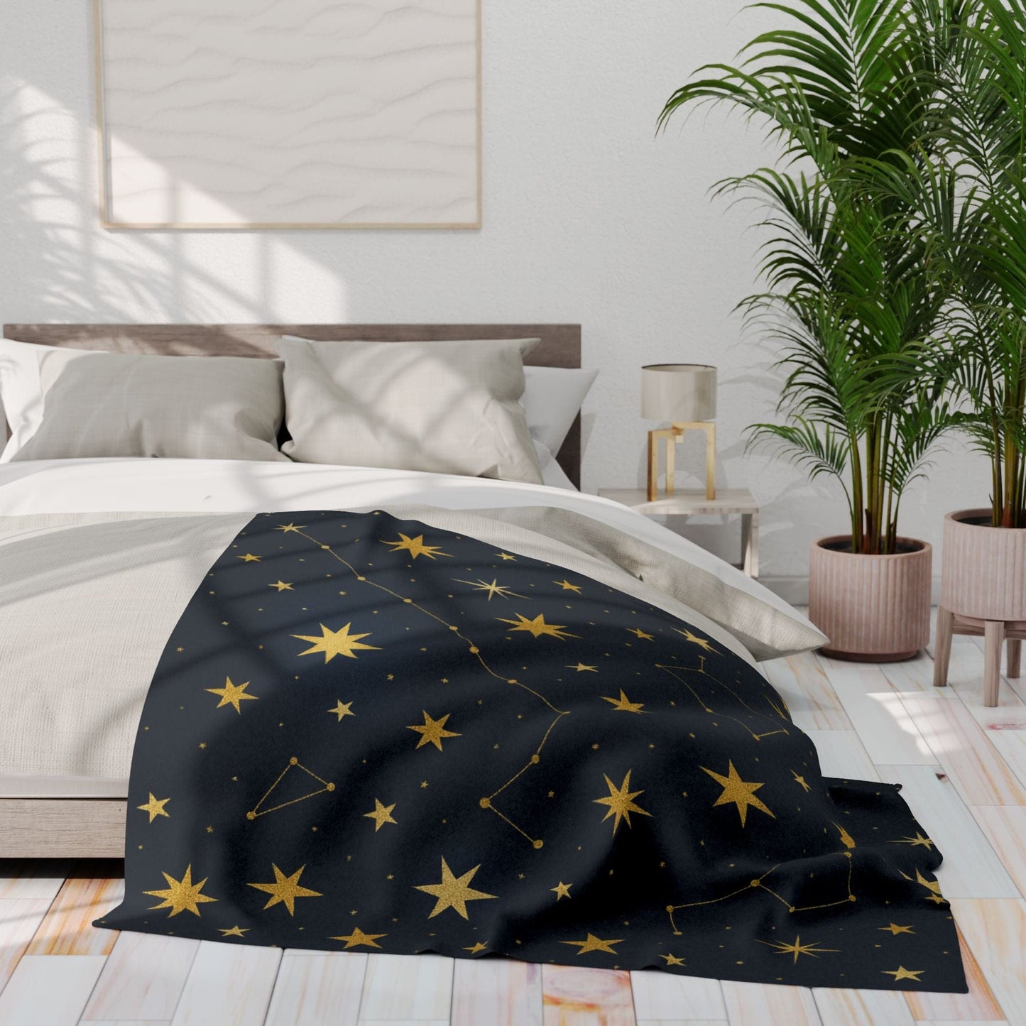 Printify Home Decor Cosmic Stars Fleece Blanket – Cozy Starry Nights Throw