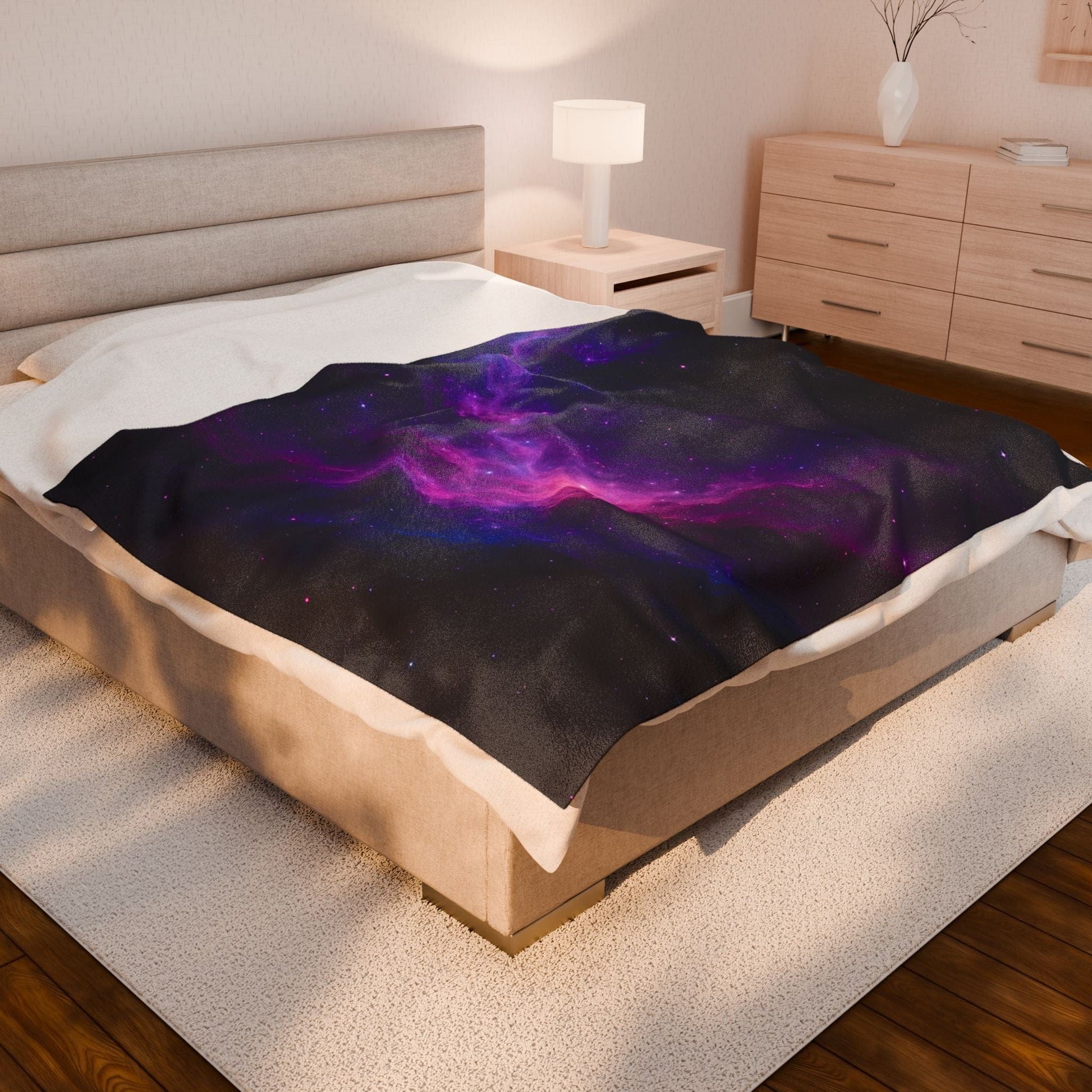 Printify All Over Prints Cosmic Velveteen Plush Blanket – Galaxy Glow Comfort