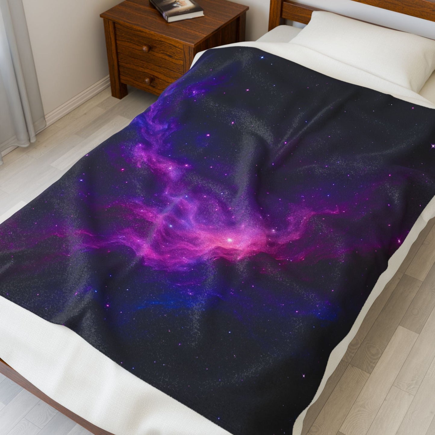 Printify All Over Prints Cosmic Velveteen Plush Blanket – Galaxy Glow Comfort