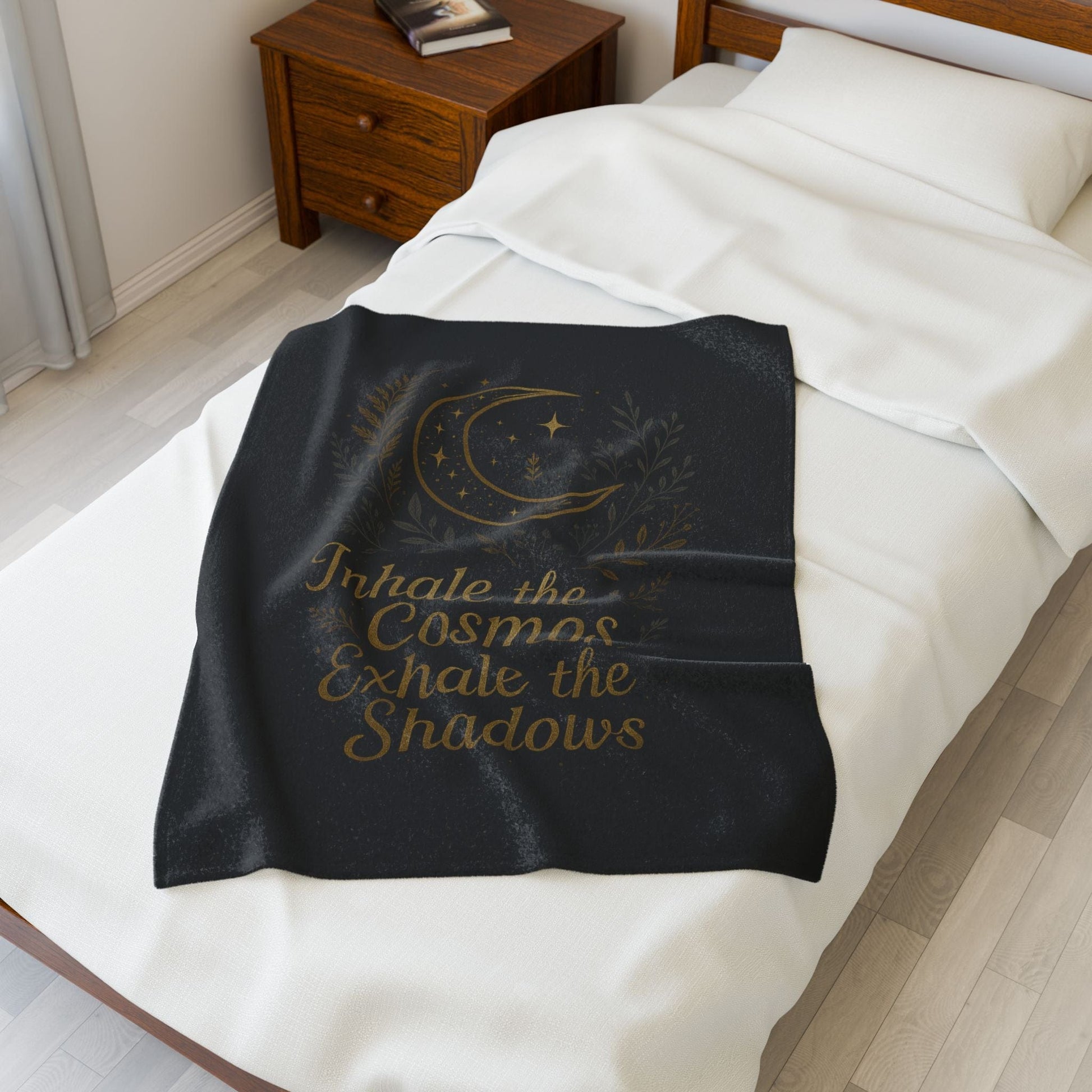 Printify All Over Prints Cosmic Velveteen Plush Blanket – “Inhale the Cosmos” Design