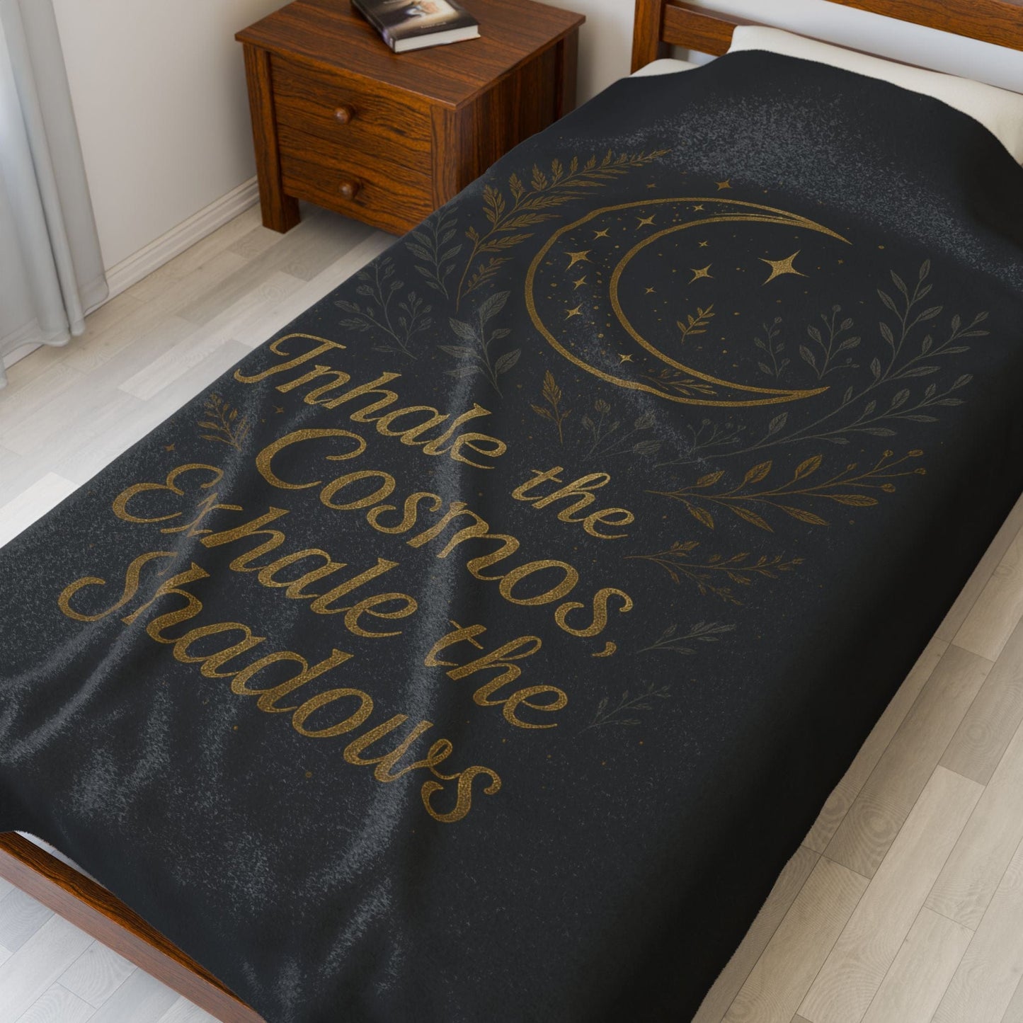 Printify All Over Prints Cosmic Velveteen Plush Blanket – “Inhale the Cosmos” Design