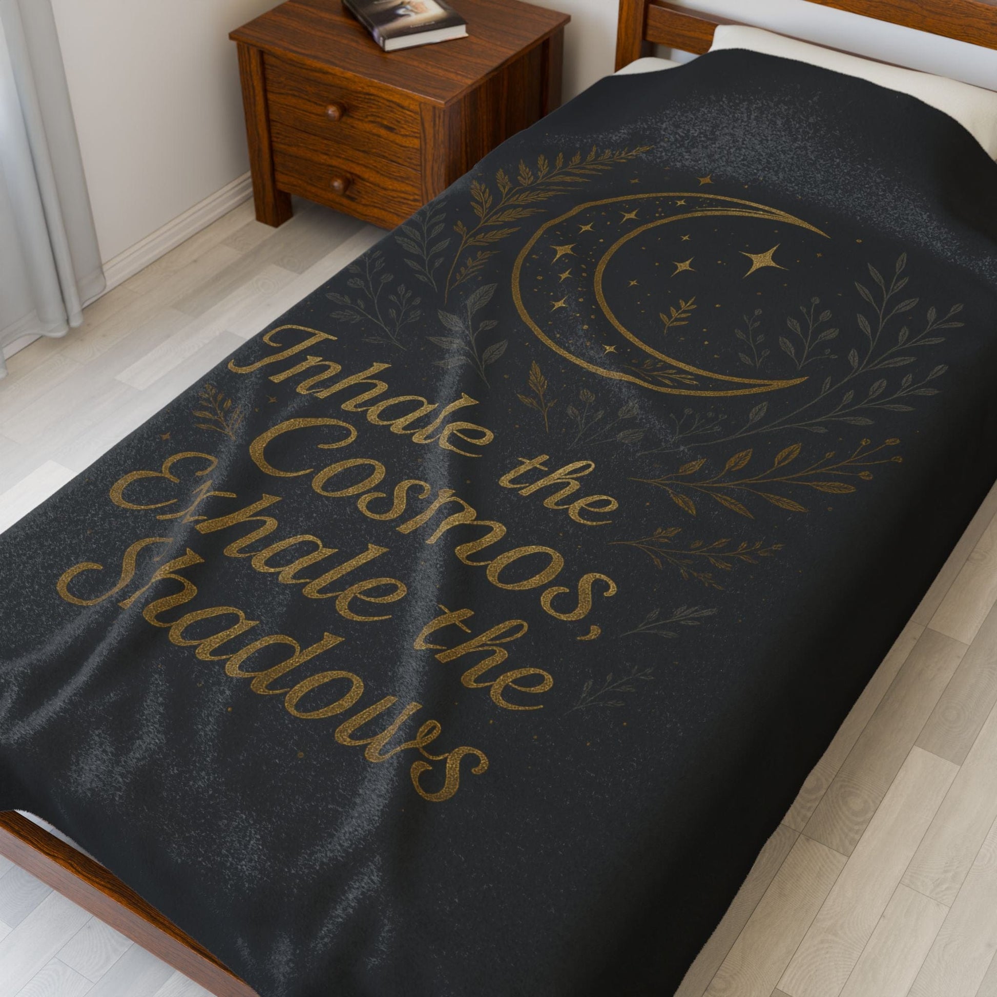 Printify All Over Prints Cosmic Velveteen Plush Blanket – “Inhale the Cosmos” Design