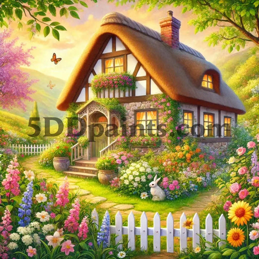 5DDPaints.com arts and crafts kit Cottage Garden Morning Diamond Painting Kit