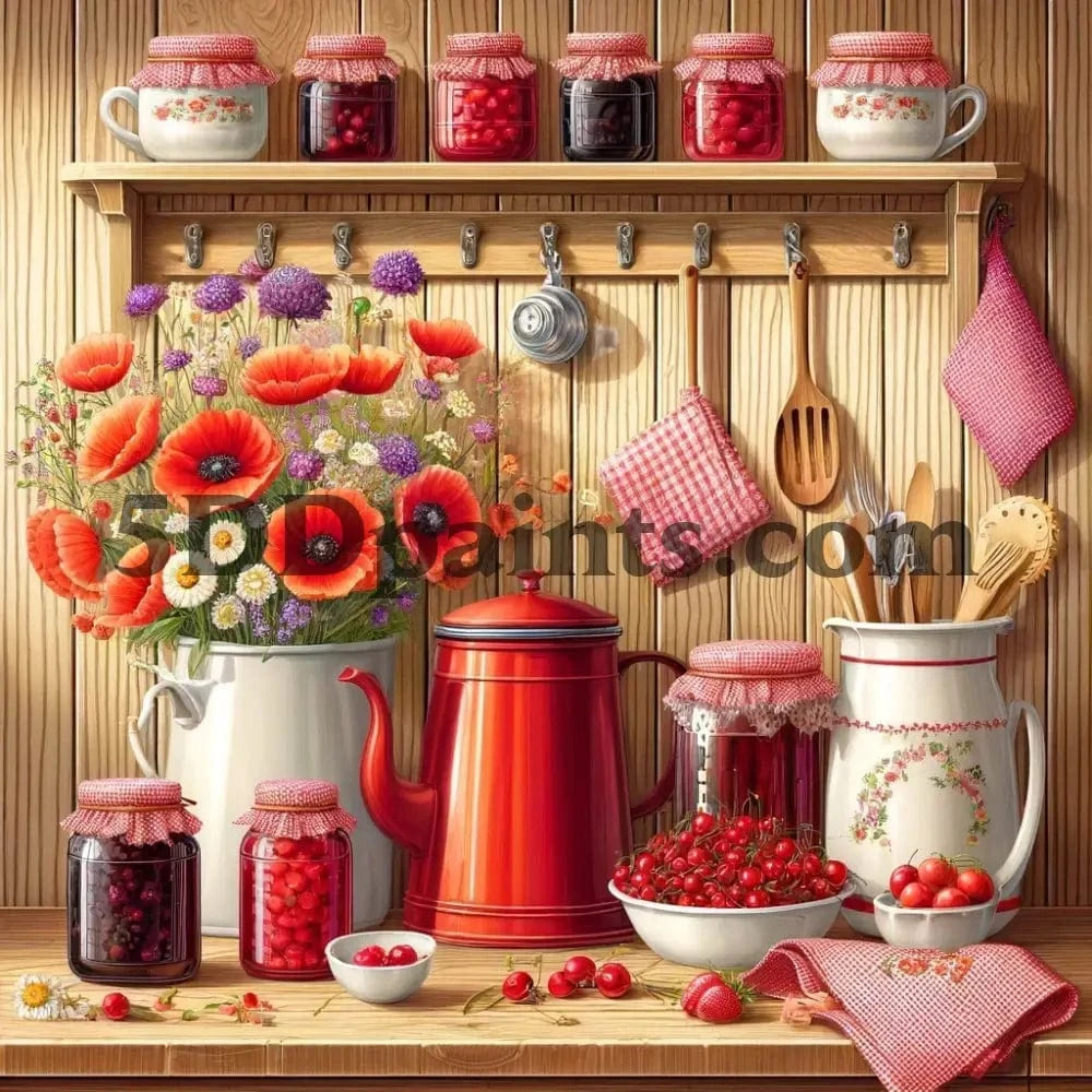 5DDPaints.com arts and crafts kit Country Kitchen Charm Diamond Painting Kit