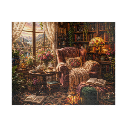 Printify Puzzle 520 pcs (Horizontal) Cozy Reading Nook Jigsaw Puzzle | 520 or 1014 Pieces