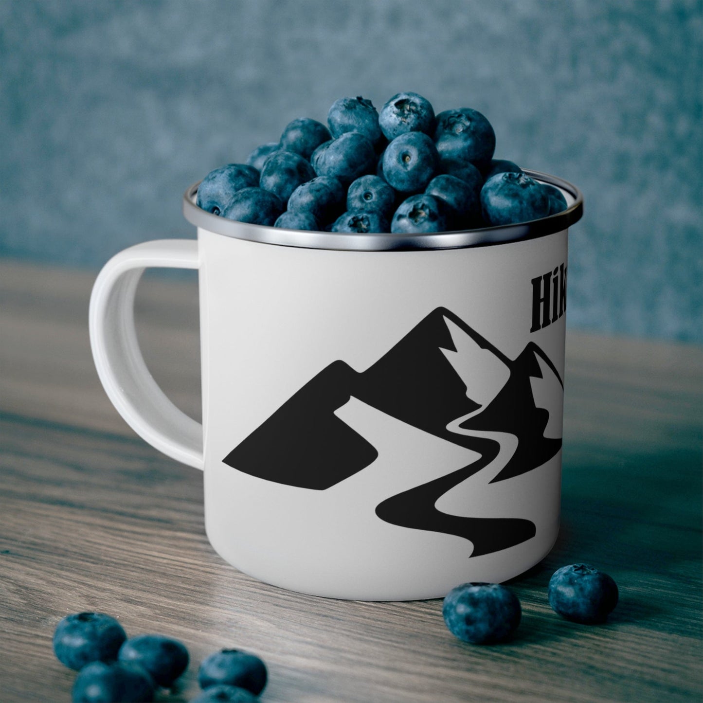 Printify Mug 12oz Custom “Hiking Buddy Forever” Enamel Camping Mug – Personalized Dog Photo & Paw Print Keepsake