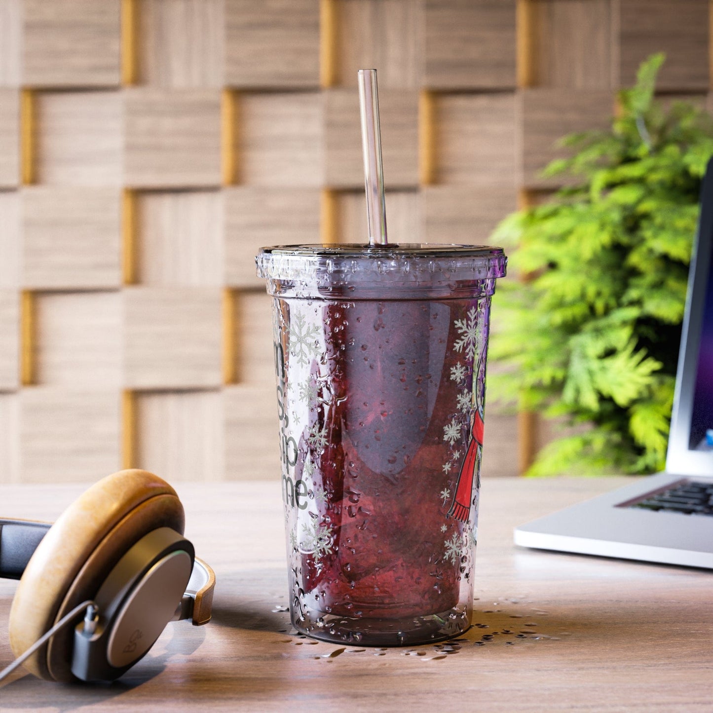 Printify Mug 16oz / Transparent Cute Snowman Acrylic Cup – 16oz Double-Wall Winter Tumbler