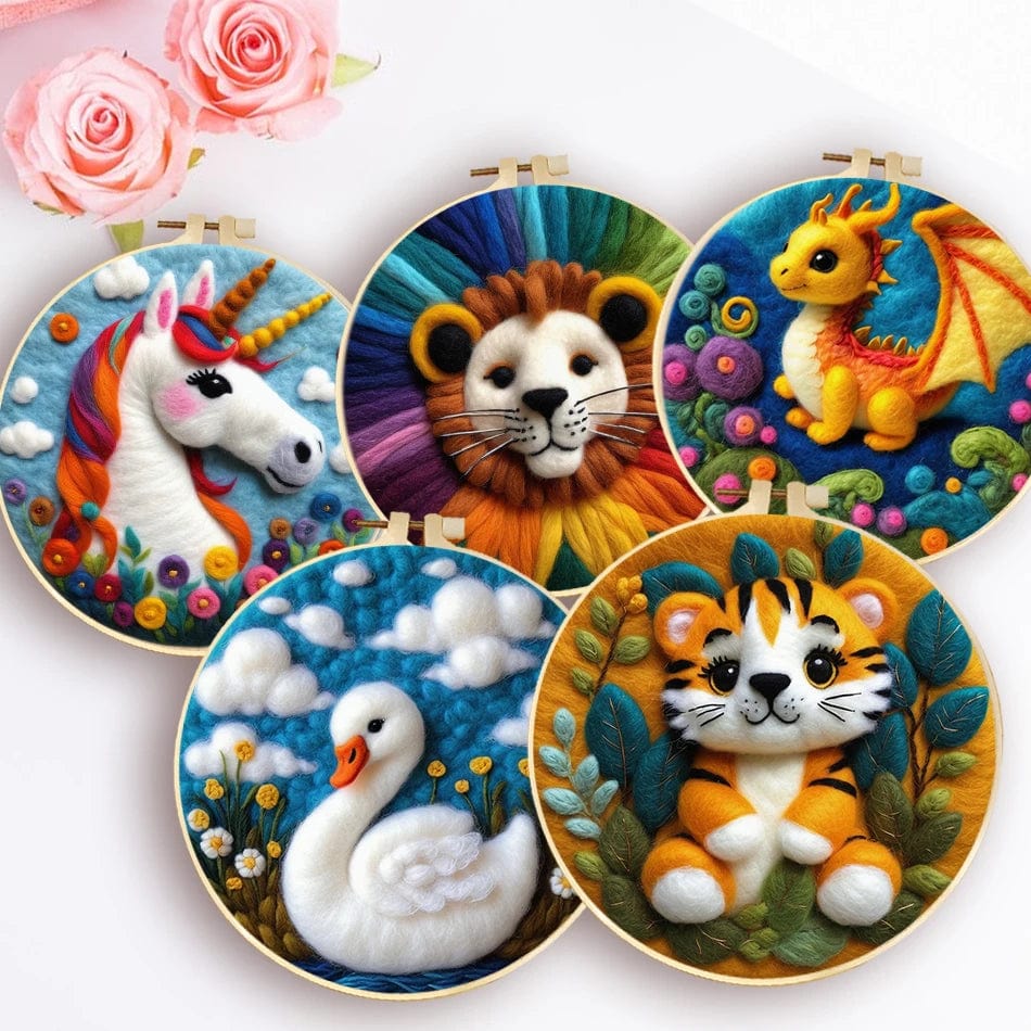 5DDpaints.com arts and crafts kit Deluxe Animal and Fantasy Felt Painting Kits – Choose from Unicorn, Lion, Dragon, Swan, or Tiger