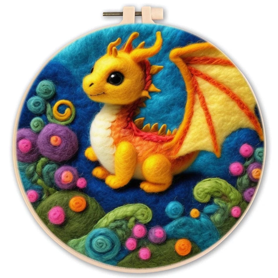 5DDpaints.com arts and crafts kit MZH-167-2020-XP / 20x20cm Deluxe Animal and Fantasy Felt Painting Kits – Choose from Unicorn, Lion, Dragon, Swan, or Tiger