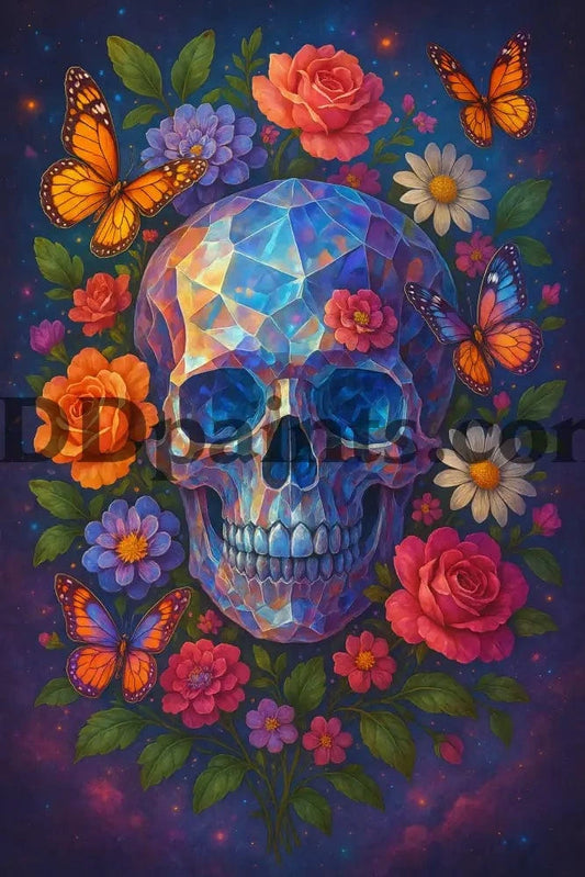 5DDPaints.com arts and crafts kit Eternal Bloom Crystal Skull Diamond Painting Kit