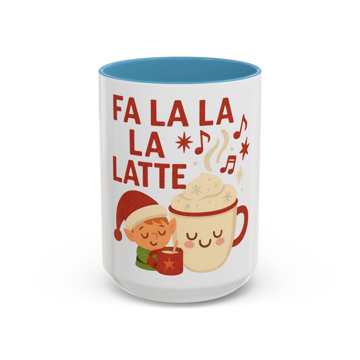 Printify Mug 15oz / Light Blue Fa La La La Latte Mug – Festive Holiday Coffee Cup (11oz / 15oz, Multi-Color Options)