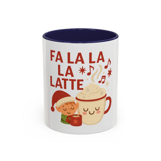 Printify Mug 11oz / Navy Fa La La La Latte Mug – Festive Holiday Coffee Cup (11oz / 15oz, Multi-Color Options)