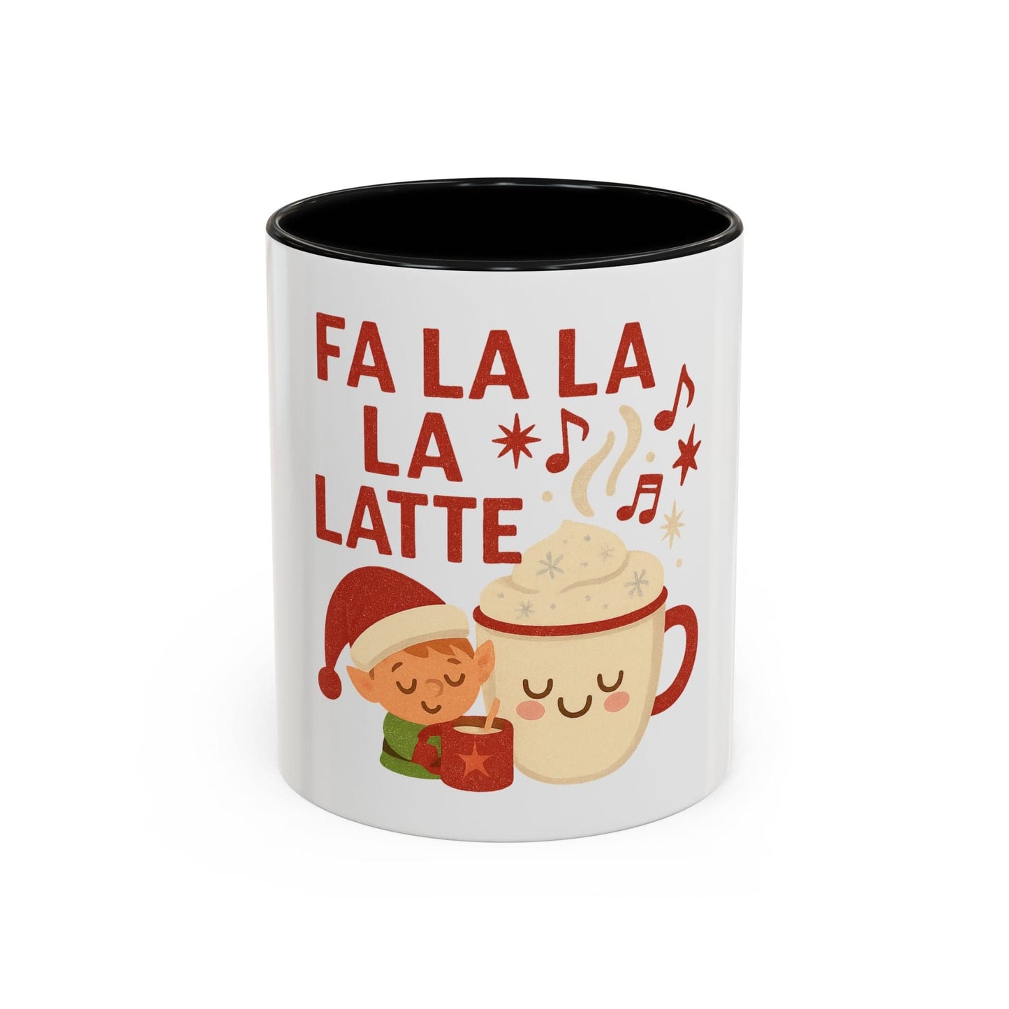 Printify Mug 11oz / Black Fa La La La Latte Mug – Festive Holiday Coffee Cup (11oz / 15oz, Multi-Color Options)