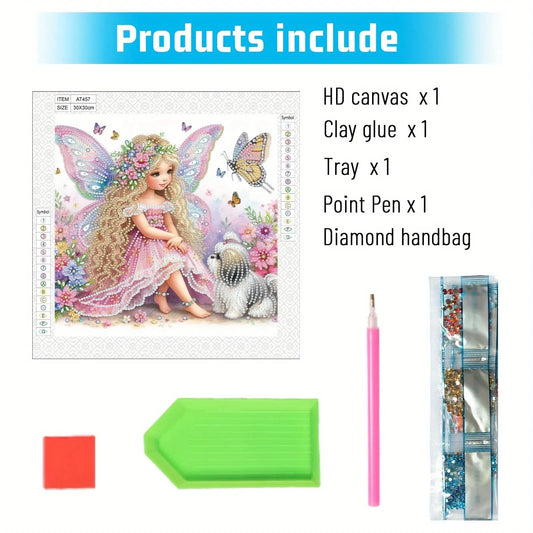 5DDpaints.com arts and crafts kit Fairy Garden Companion Partial Drill Diamond Painting Kit for Beginners