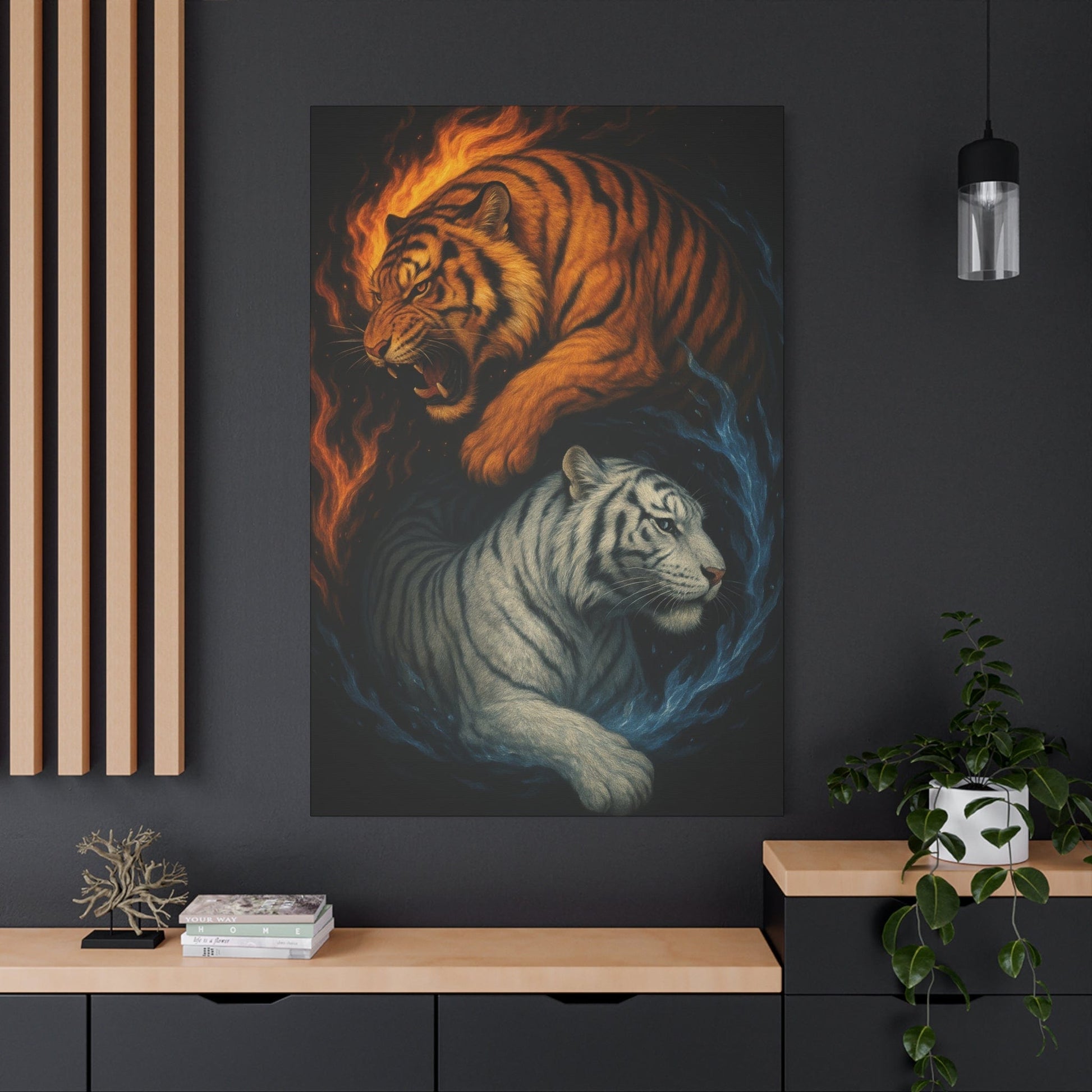Printify Canvas Fire & Ice Tigers – Yin Yang Canvas Wall Art