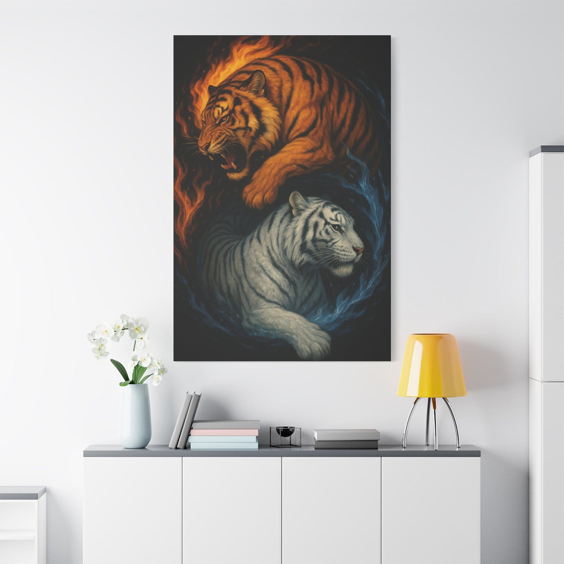 Printify Canvas Fire & Ice Tigers – Yin Yang Canvas Wall Art