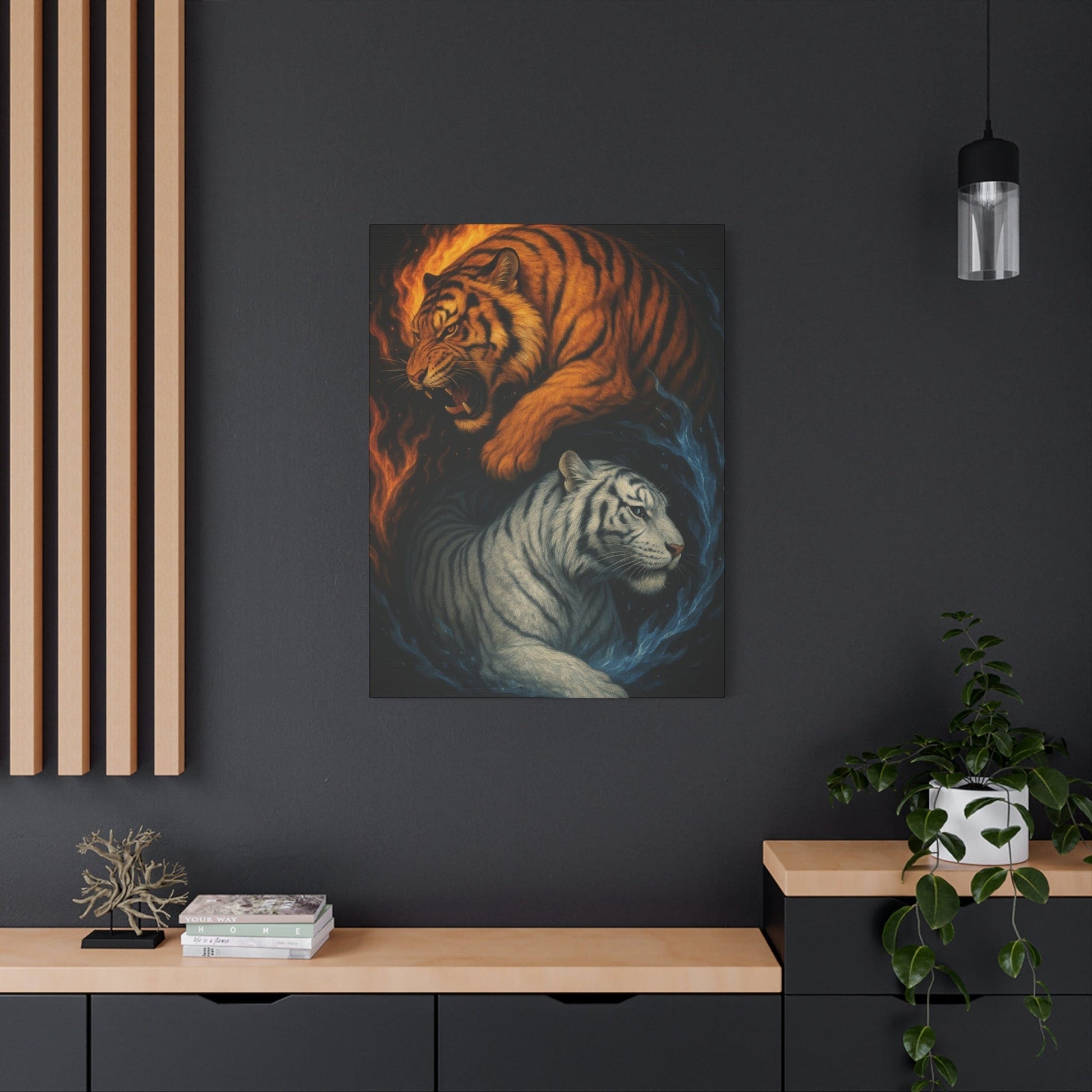 Printify Canvas Fire & Ice Tigers – Yin Yang Canvas Wall Art