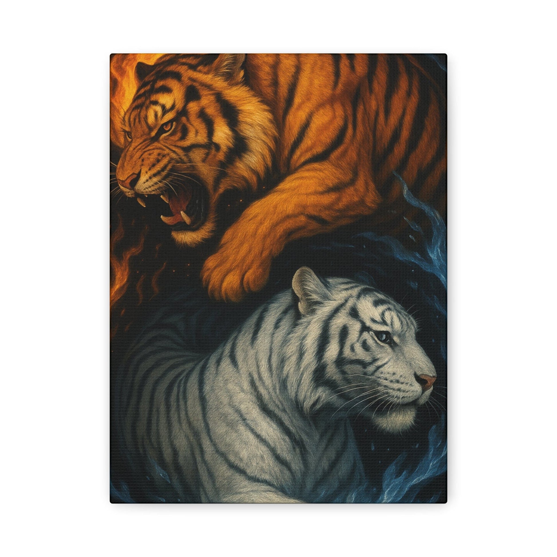 Printify Canvas 9" x 12" (Vertical) / 1.25" Fire & Ice Tigers – Yin Yang Canvas Wall Art