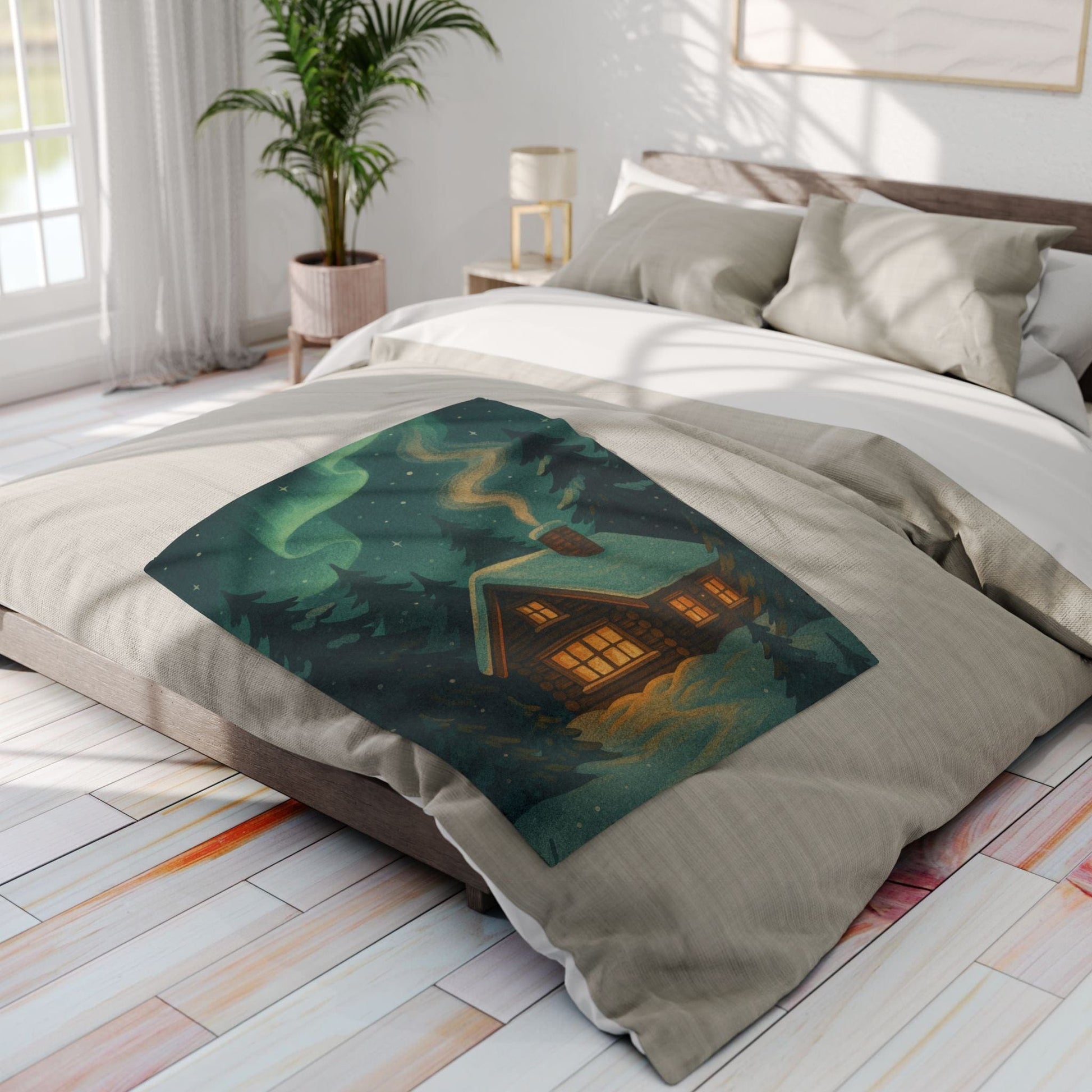 Printify Home Decor Fleece Blanket - Dreamy Cabin Design Cozy Winter Home Decor Gift