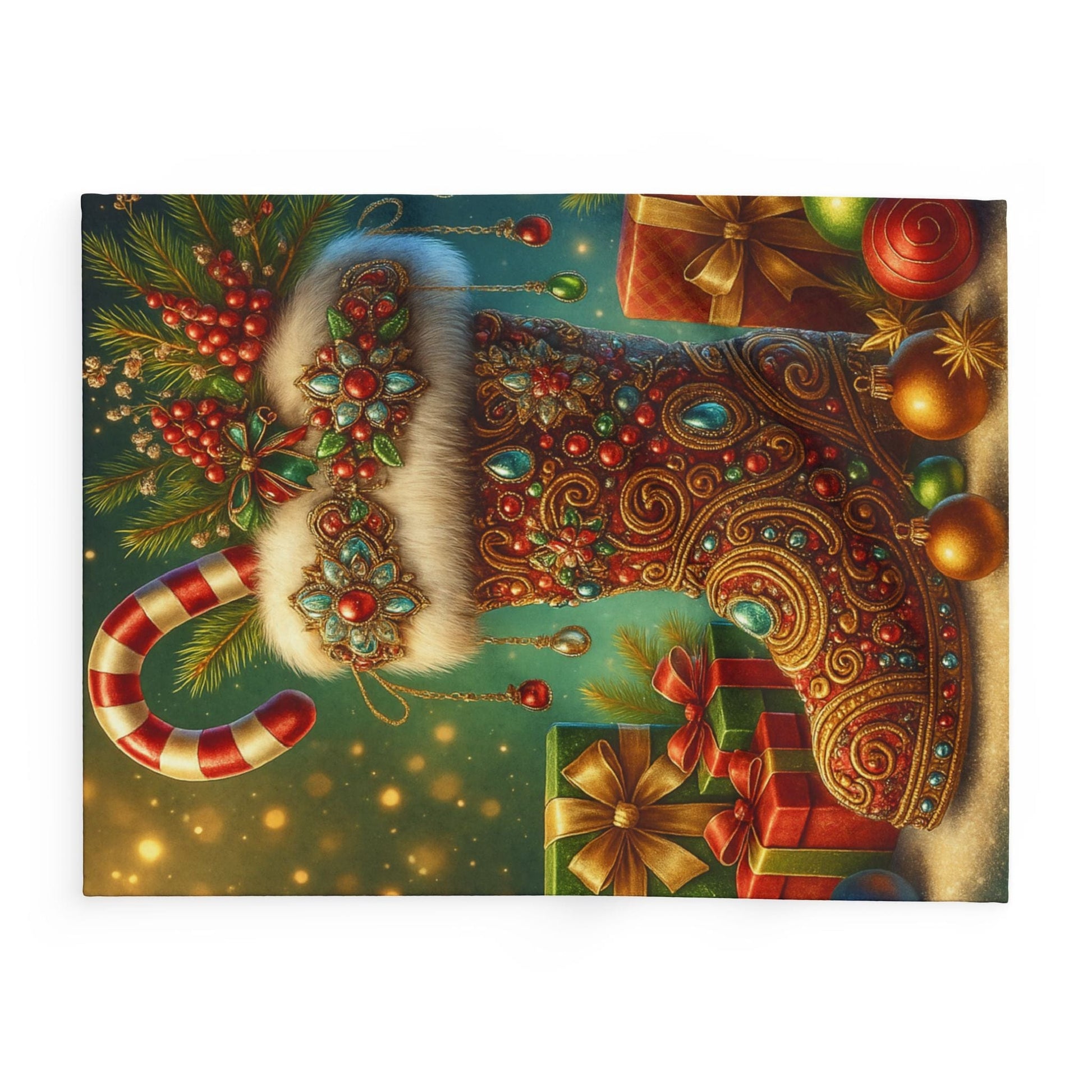 Printify Home Decor Fleece Blanket Santa's Stocking Holiday Cheer